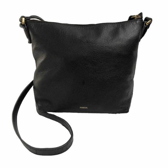 Fossil Crossbody Handbag Black Leather Purse Shoulderbag
